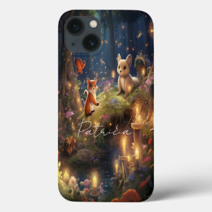 Cute Baby Animal Fairy Tail Forest Cartoon Floral iPhone 13 Case