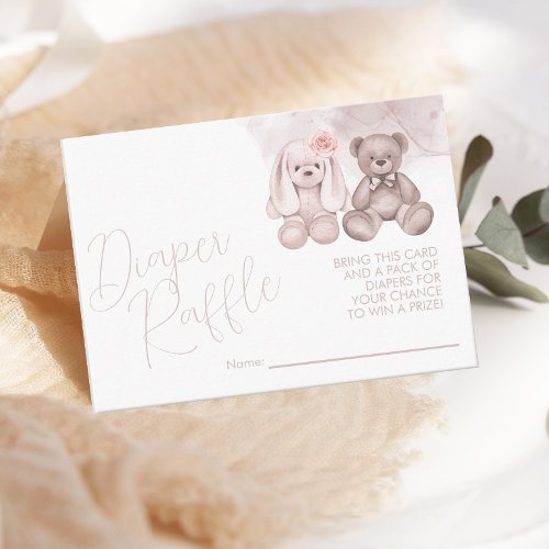Cute Baby Animal Neutral Baby Diaper Raffle Enclosure Card