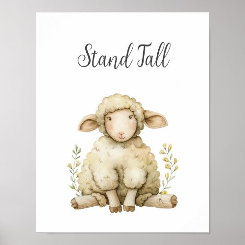 Cute Baby Animal Sheep Stand Tall Nursery Kid Room Poster