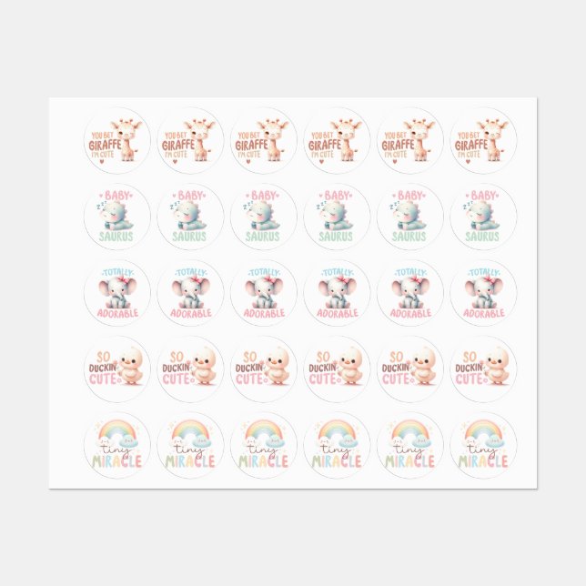 Cute Baby Animal Sticker Sheet – Adorable Giraffe, (Sheet)