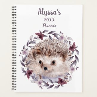 Cute Baby Animal Watercolor Hedgehog Monogram 2023