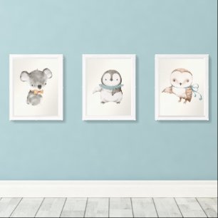 Cute Baby Animal Watercolor Print Set