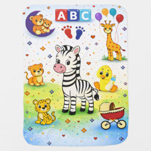 Cute Baby Animals ABC Baby Blanket