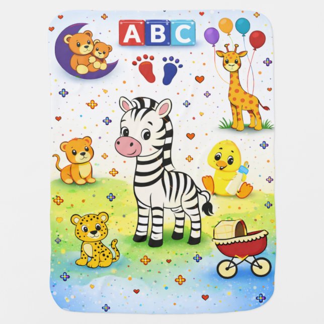 Cute Baby Animals ABC Baby Blanket (Front)