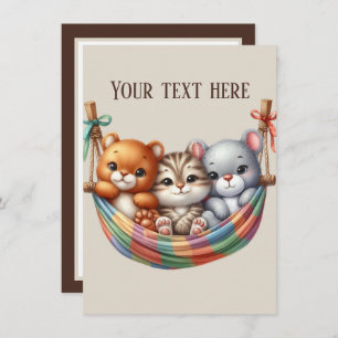 Cute baby animals add text note card