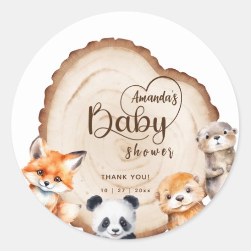 Cute Baby Animals Baby Shower Thank You Classic Round Sticker