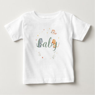 Cute Baby Animals Birth Announcement Design Baby T-Shirt