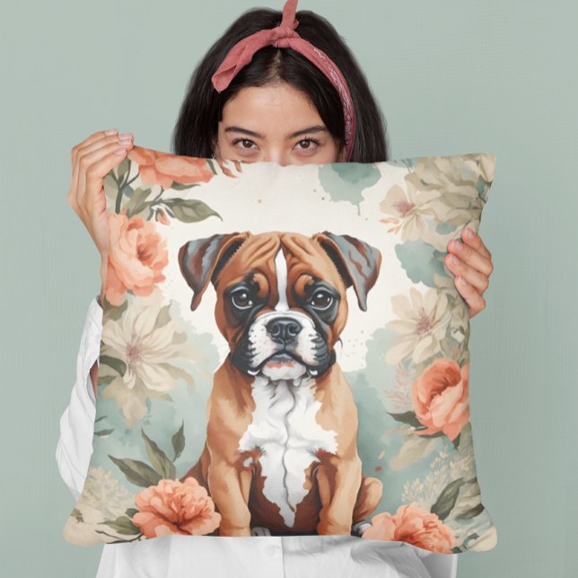 Cute Baby Animals | Boxer Puppy Throw Pillow (Creator Uploaded)