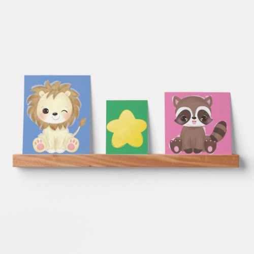 Cute Baby Animals Collection Nursery Wall Art Picture Ledge