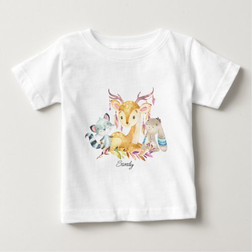 Cute Baby Animals Custom Name Gender Neutral     Baby T_Shirt