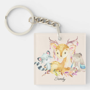 Cute Baby Animals Custom Name Gender Neutral Keychain