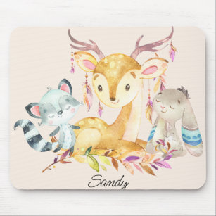 Cute Baby Animals Custom Name Gender Neutral       Mouse Pad