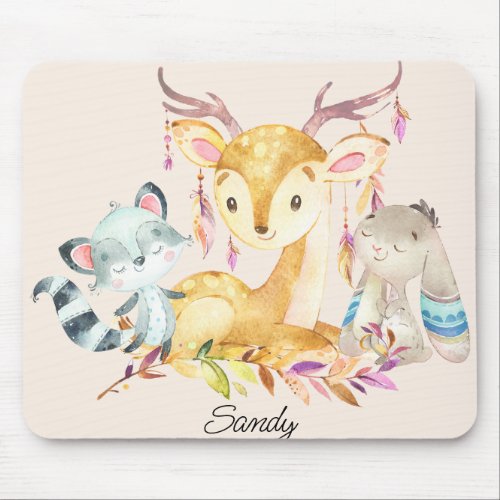 Cute Baby Animals Custom Name Gender Neutral       Mouse Pad
