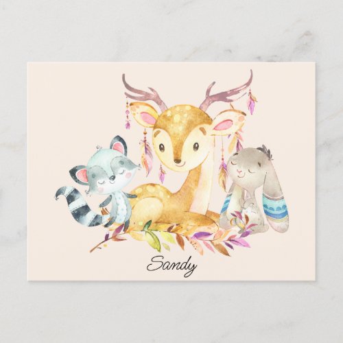 Cute Baby Animals Custom Name Gender Neutral     Postcard