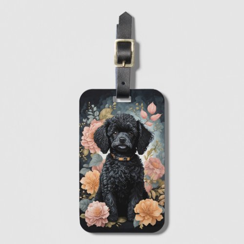 Cute Baby Animals  Cute Black Poodle Puppy Luggage Tag