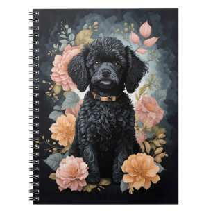 Cute Baby Animals   Cute Black Poodle Puppy Notebook