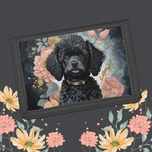 Cute Baby Animals   Cute Black Poodle Puppy Trifold Wallet