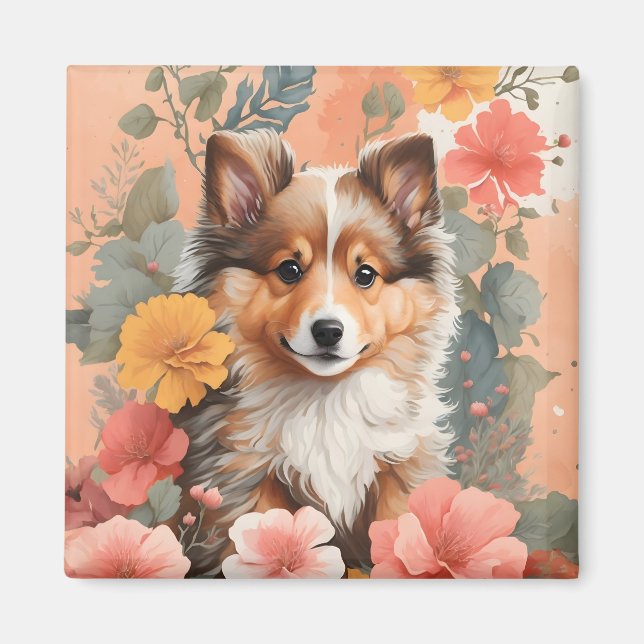 Cute Baby Animals | Cute Shetland Sheepdog Puppy Magnet (Front)