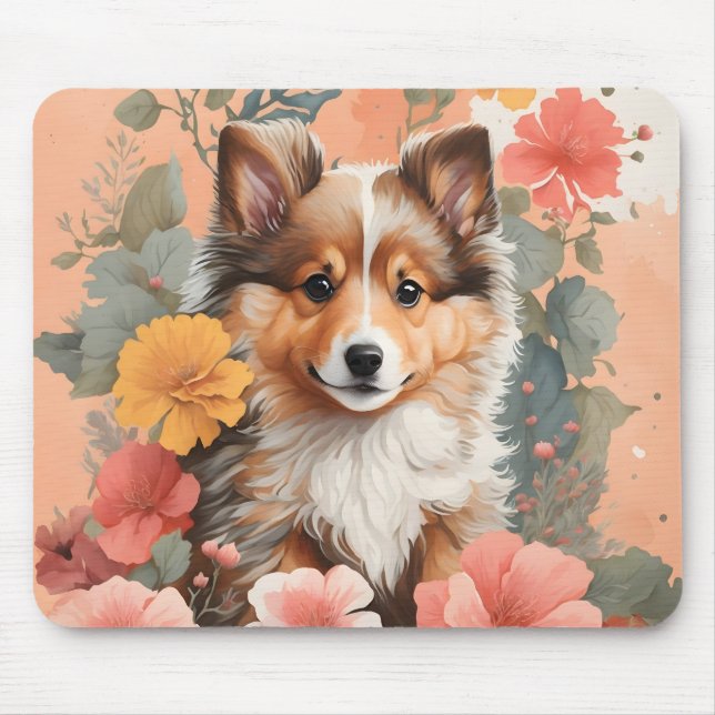 Cute Baby Animals | Cute Shetland Sheepdog Puppy Mouse Pad (Front)
