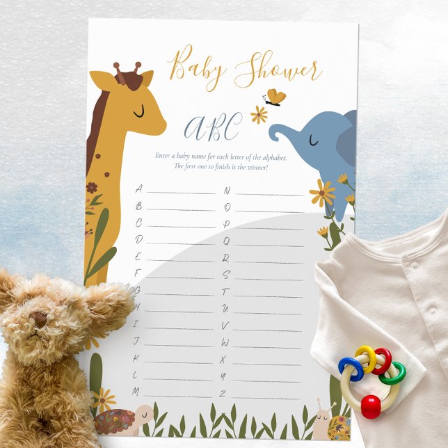 Cute Baby Animals Floral Baby Shower ABC Game (Cute Wild Animals Floral Baby Shower ABC Game ©Susanne Sachers - Sunny Mind Design 🌞)