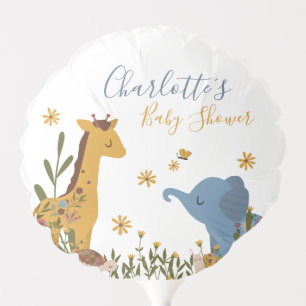 Cute Baby Animals Floral Baby Shower Balloon