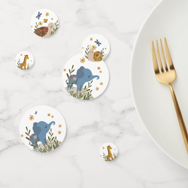 Cute Baby Animals Floral Baby Shower Confetti (Group)
