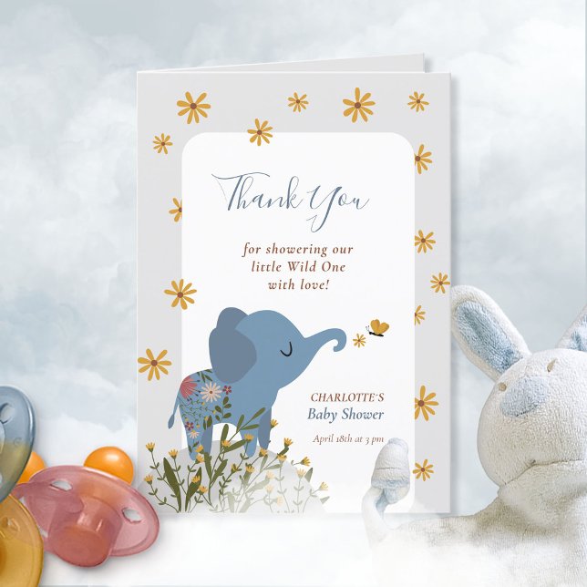 Cute Baby Animals Floral Baby Shower  Thank You Card (Cute Baby Animals Floral Baby Shower Thank You Card ©Susanne Sachers - Sunny Mind Design 🌞)