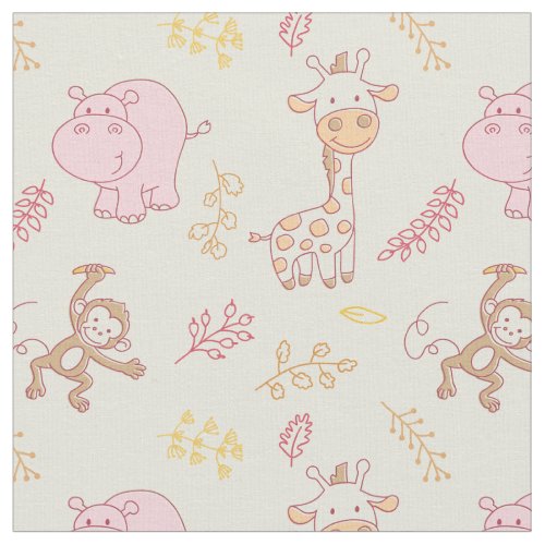 Cute Baby Animals for a Cute Baby Girl Fabric