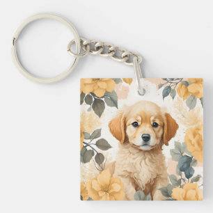 Cute Baby Animals Golden Retriever Puppy Keychain
