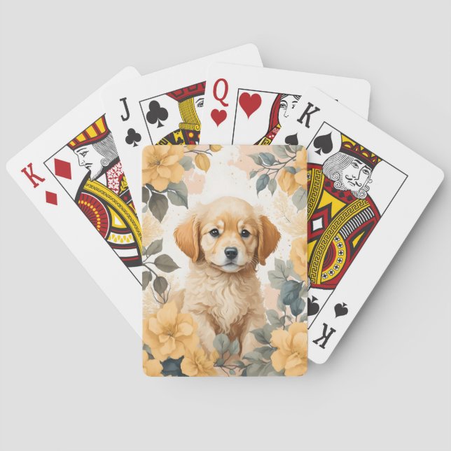 Cute Baby Animals | Golden Retriever Puppy  Poker Cards (Back)