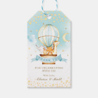 Cute Baby Animals Hot Air Balloon Thank You Favor Gift Tags