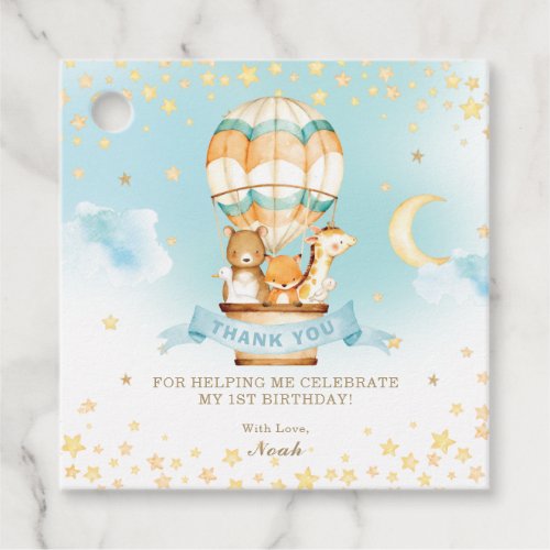 Cute Baby Animals Hot Air Balloon Thank You Favor Tags