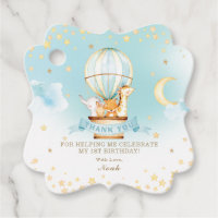 Cute Baby Animals Hot Air Balloon Thank You Favor Tags