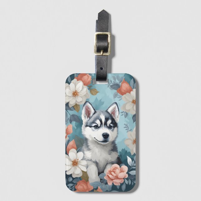 Cute Baby Animals | Husky Puppy  Luggage Tag (Front Vertical)
