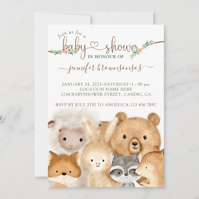 Cute Baby Animals Invitation (Front)