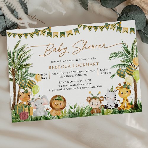 Cute Baby Animals Jungle Party Baby Shower Invitation