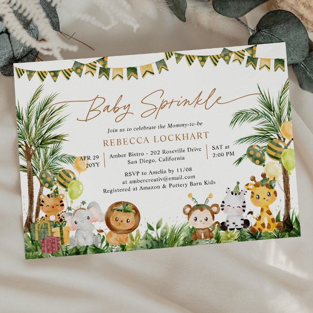 Cute Baby Animals Jungle Party Theme Baby Sprinkle Invitation (Creator Uploaded)
