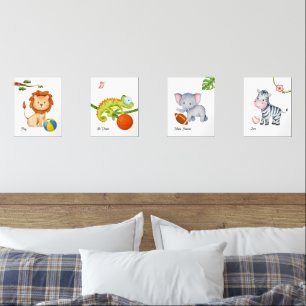 Cute Baby Animals Sports Nursery Wall Art Sets