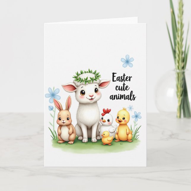 Cute Baby Animals Springtime Card (Front)