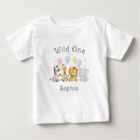 Cute Baby Animals Wild One 1st Birthday