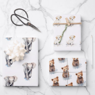 Cute Baby Animals Wrapping Paper Sheets