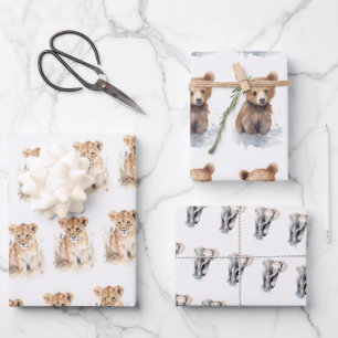 Cute Baby Animals Wrapping Paper Sheets