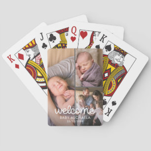 Cute Baby Announcement Photo Collage Poker Cards