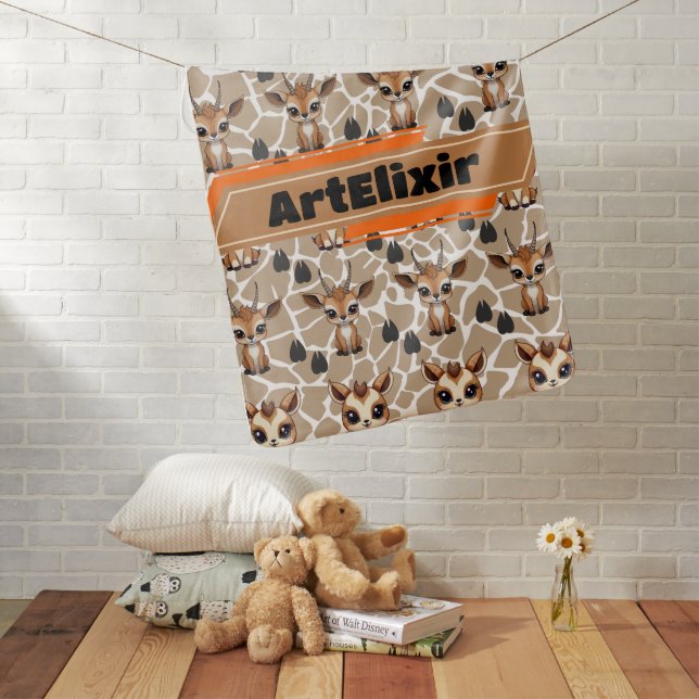 Cute Baby Antelope Brown Print Blanket (In Situ)