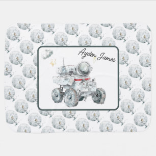 Cute Baby Astronaut, the Moon and a space ATV Blanket