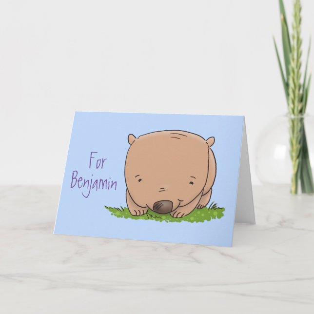 Cute baby Australian wombat cartoon illustration Card (Front)