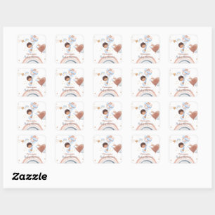 Cute baby Balloon African american kid baby shower Square Sticker
