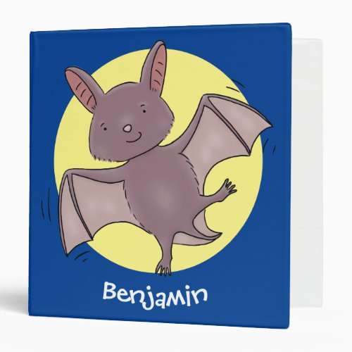 Cute baby bat flying cartoon illustration 3 ring binder