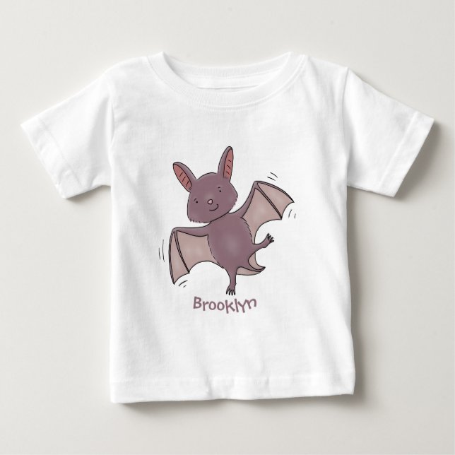 Cute baby bat flying cartoon illustration baby T-Shirt (Front)