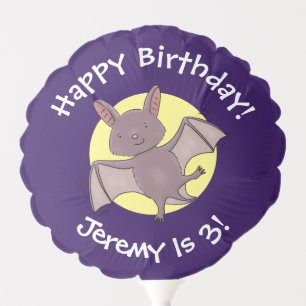Cute baby bat flying cartoon illustration balloon